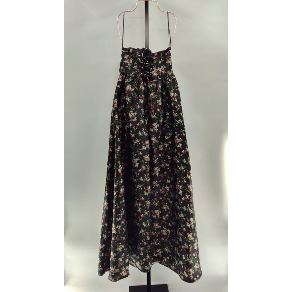 Lulu's Elegant Black Floral Strapless Gown - Picture 3 of 3